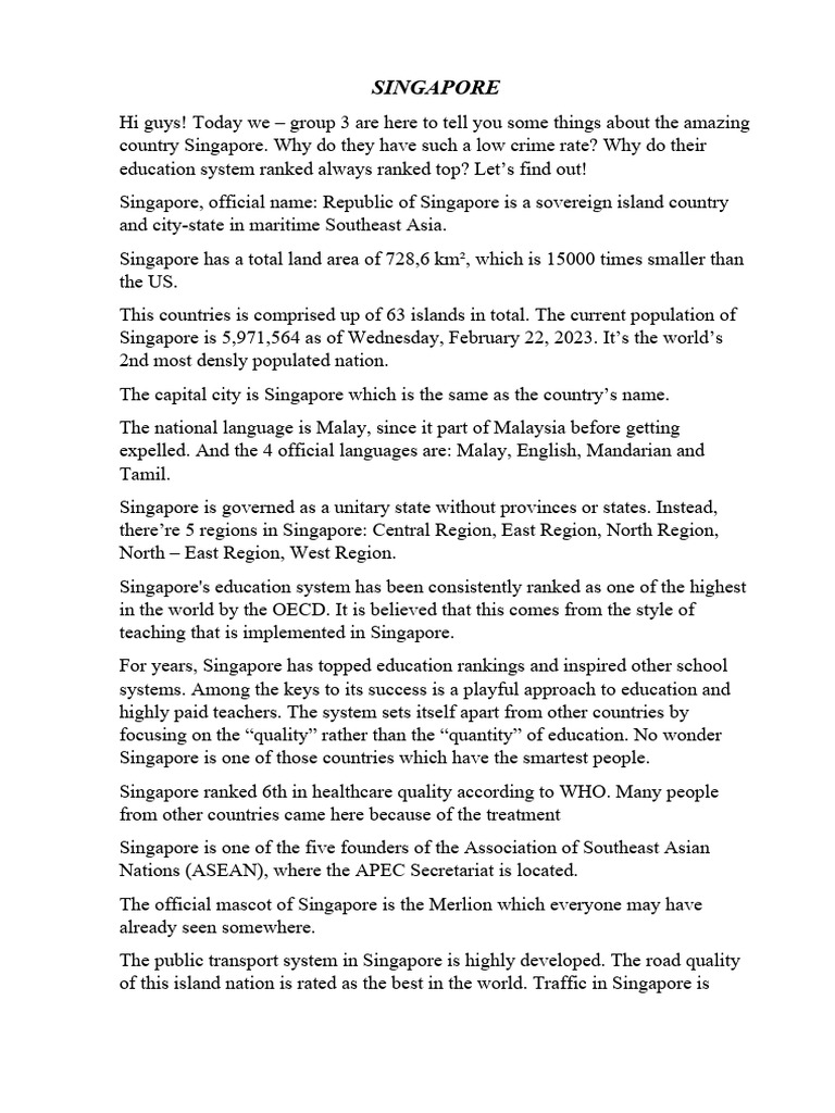 Singaporee | PDF | Singapore | World Politics