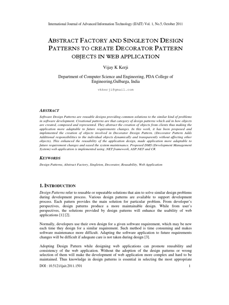 Abstract Factory And Singleton Design Patterns To Create Decorator