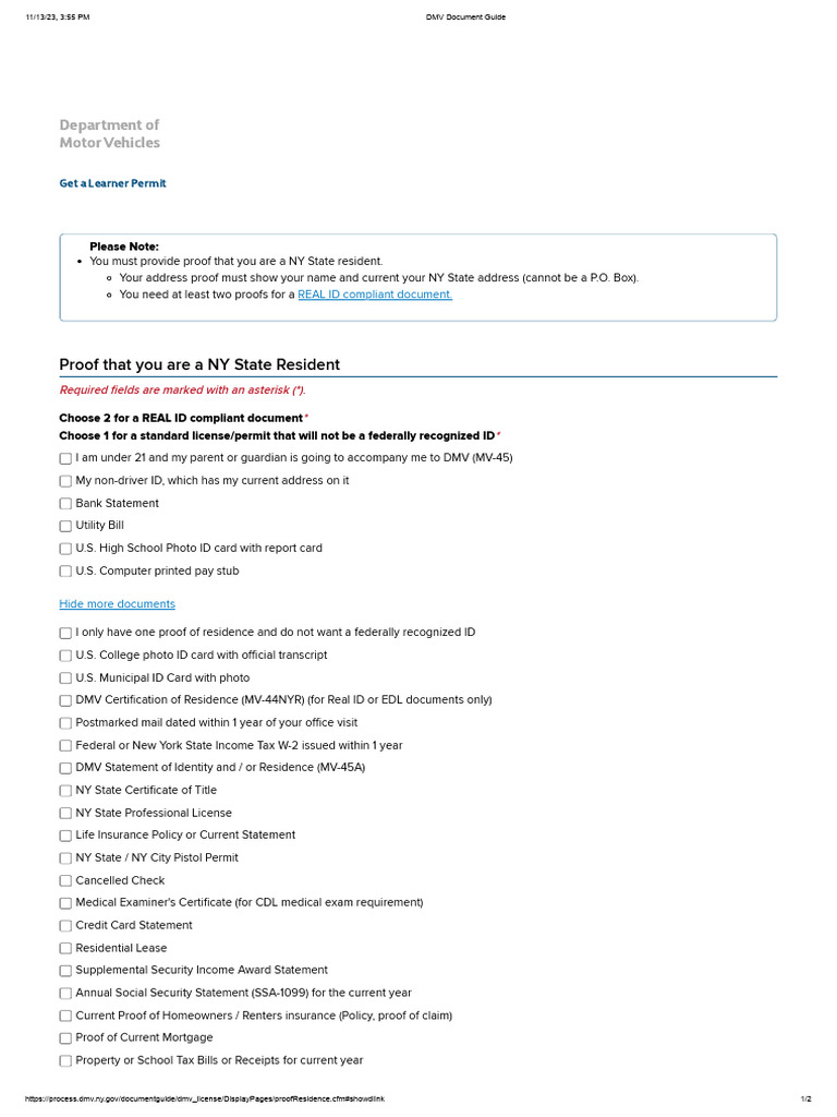 DMV Document Guide | PDF | Department Of Motor Vehicles | Identity Document