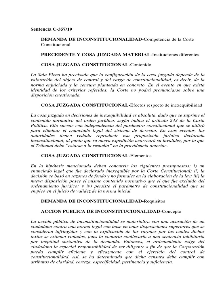 Corte Constitucional. Sentencia C-357-19 | PDF | Debido al proceso