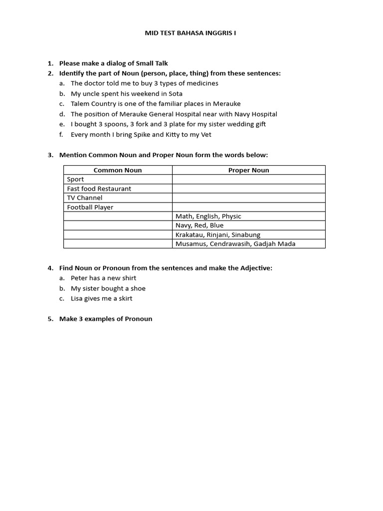 English Mid-Test for Students | PDF