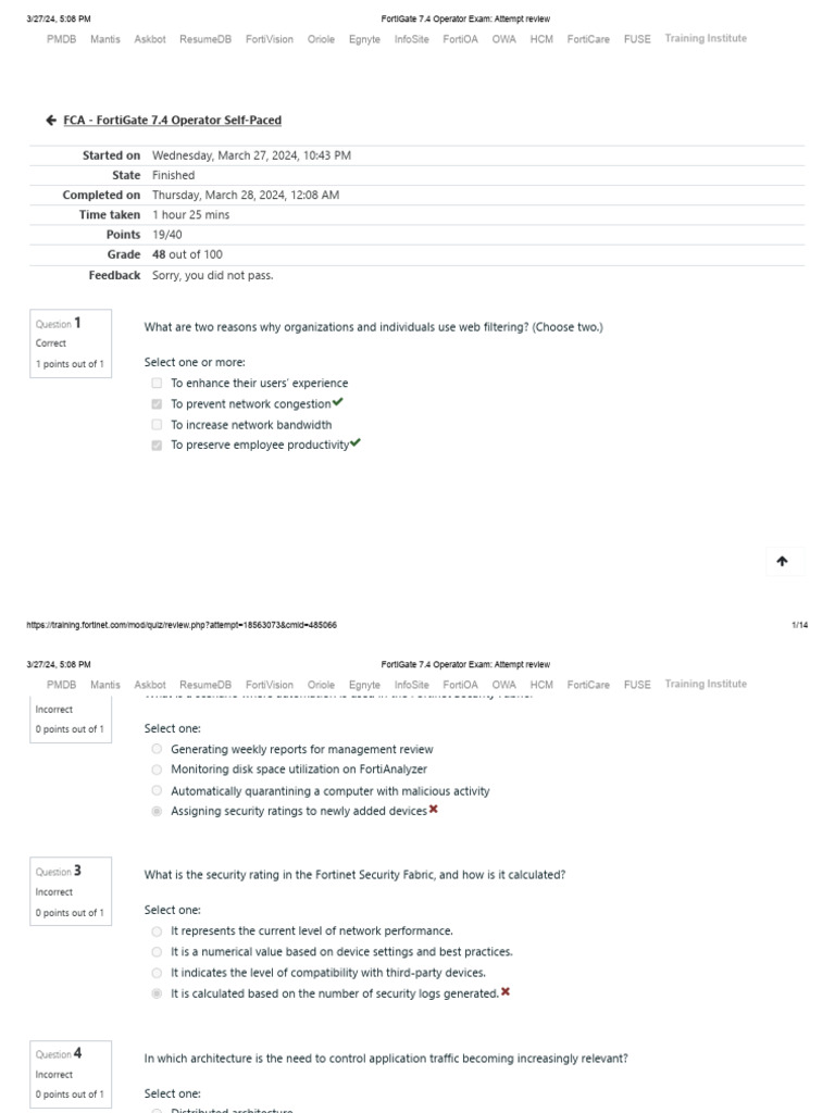 Fortigate 7 4 operator exam attempt review pdf firewall