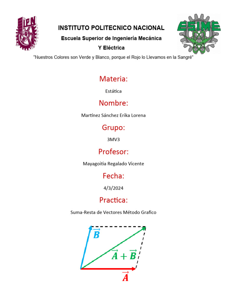 Suma y Resta de Vectores en Estática | PDF | Vector Euclidiano | Fuerza