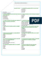 Evaluacion de Ciencias Natuales 3°