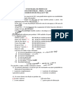 EXERCICIOS Custos de Produção