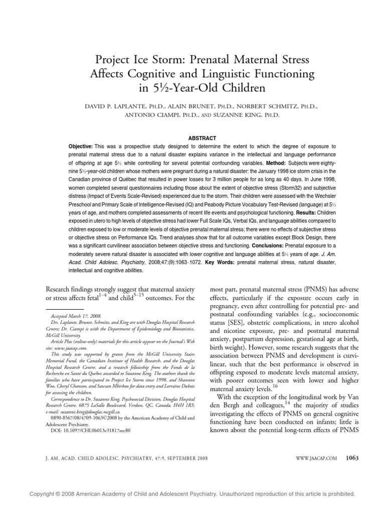 Prenatal Maternal Stress - Affect Cognitive and Linguistic Functioning ...
