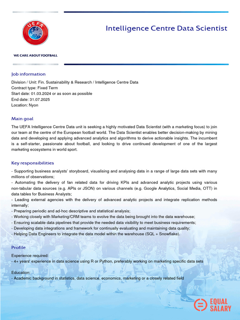 Data Overview - Intelligence Centre Data Scientist | PDF | Data Science ...