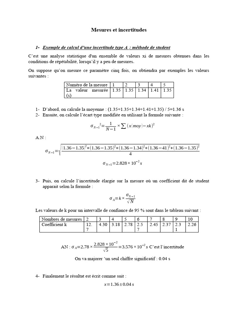 Calcul d'incertitude en chimie | PDF | Mathématiques appliqués ...