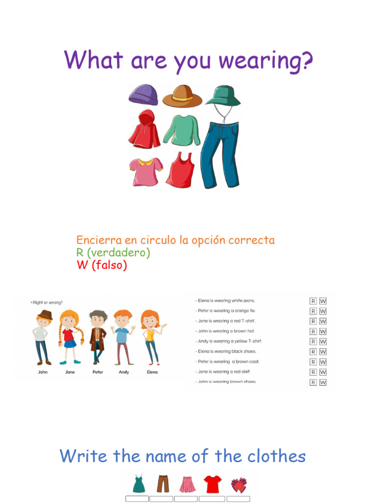 Clothing Identification Activity | PDF