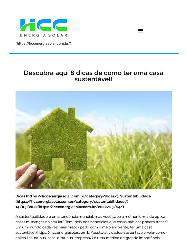 8 Dicas De Como Ter Uma Casa Sustentável Pdf Desperdício Composto