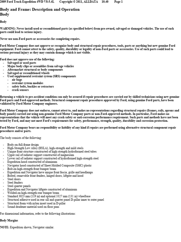 Description and Operation Body | PDF | Airbag | Ford Motor Company