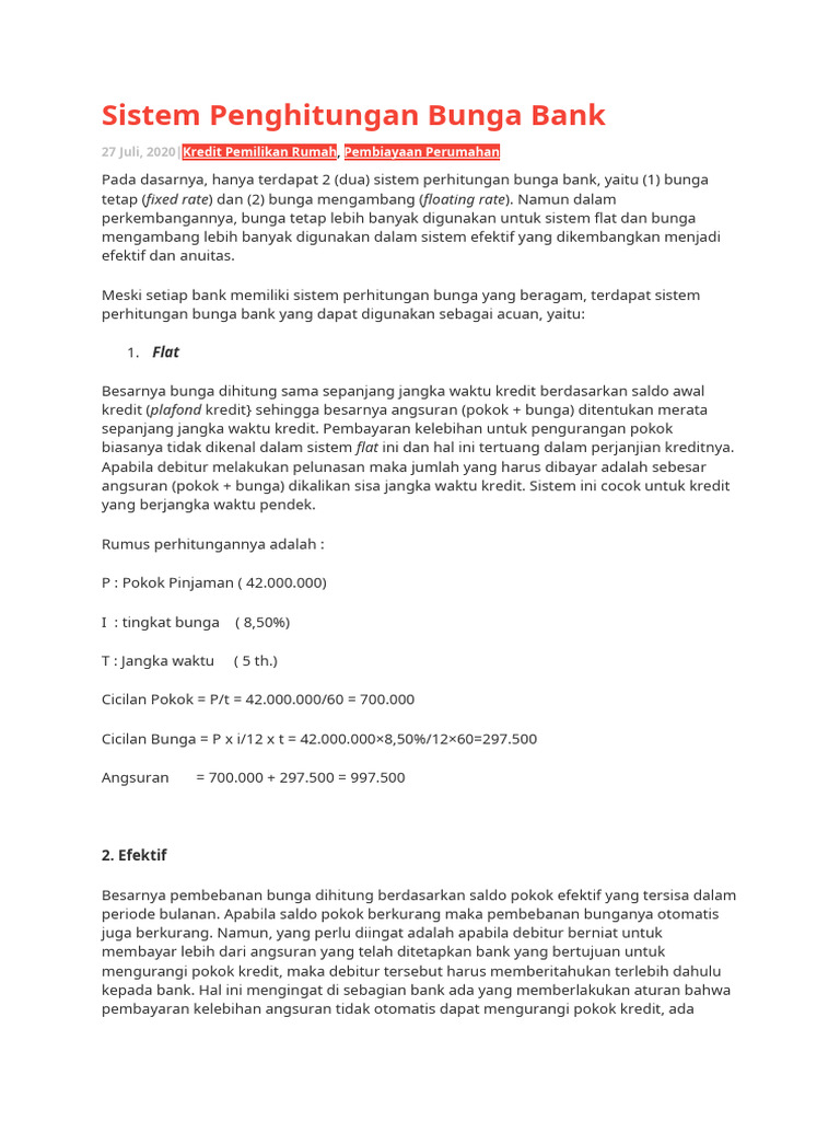 Sistem Penghitungan Bunga Bank | PDF