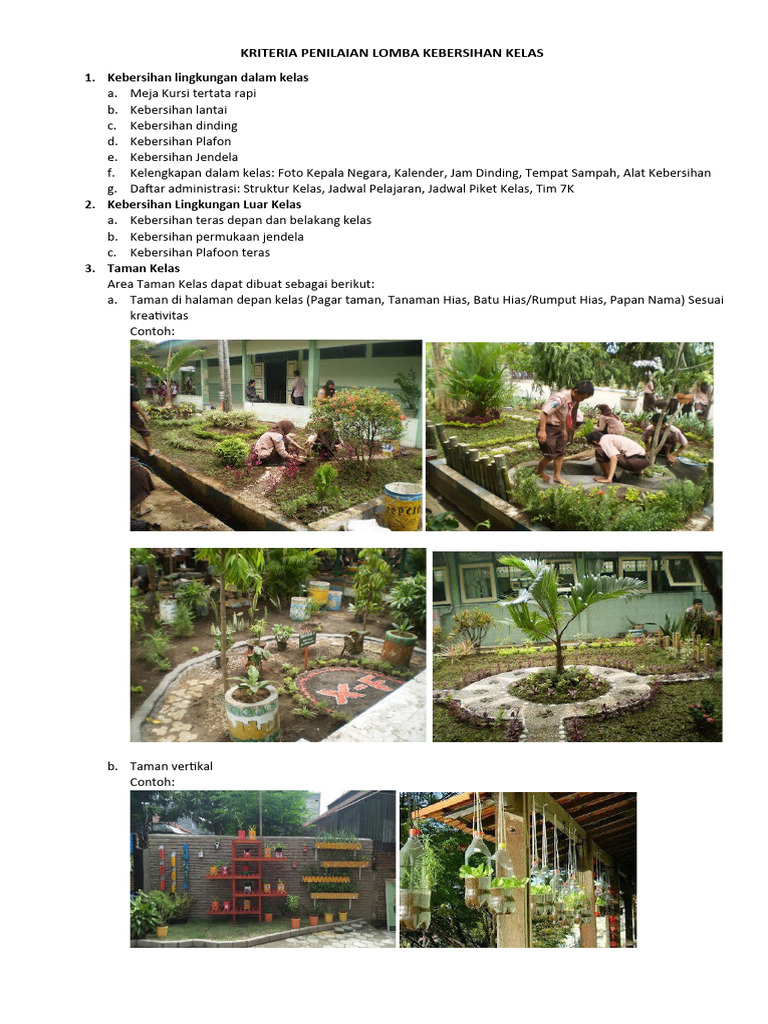 Kriteria Penilaian Lomba Kebersihan Kelas Pdf