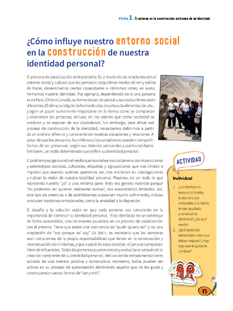 El Entorno Social en La Construcción de La Identidad | PDF