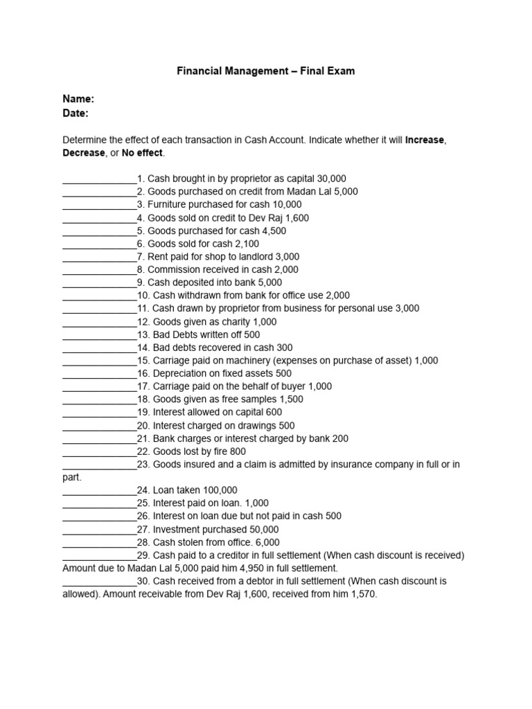 Financial Management Final Exam Guide | PDF | Interest | Cash