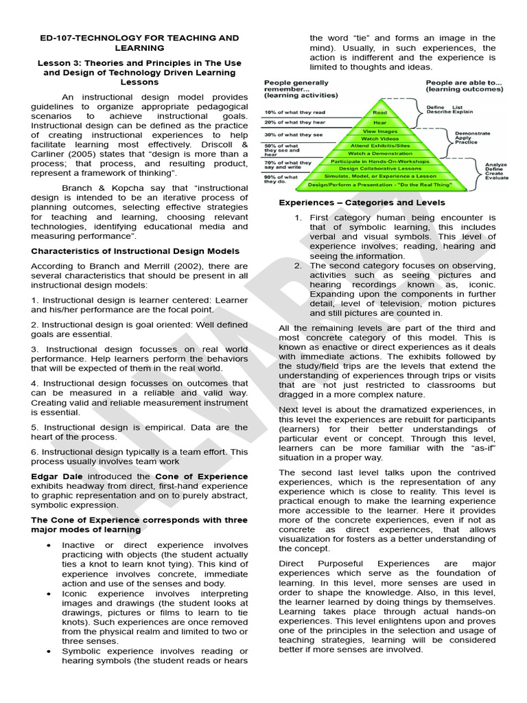 Ed 107 Technology For Teaching and Learning | PDF | Instructional ...