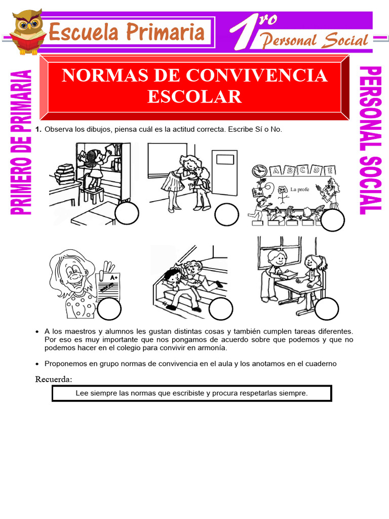 Normas de Convivencia Escolar para Niños | PDF