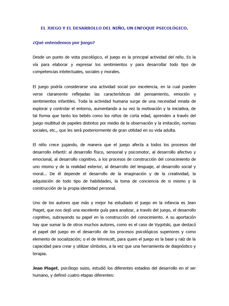 Observación del Juego en la Infancia | PDF | Aquisición de idioma | Las ...