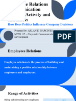 Employee Relations Communication Political Activity and Influence
