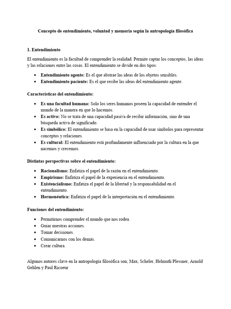 Concepto de Entendimiento | PDF | Comprensión | Memoria