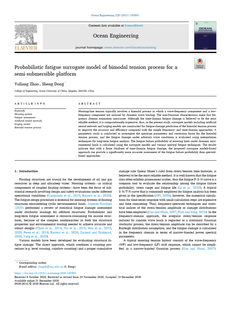 1 s2.0 S0029801820314086 Main | PDF | Fatigue (Material) | Spectral Density