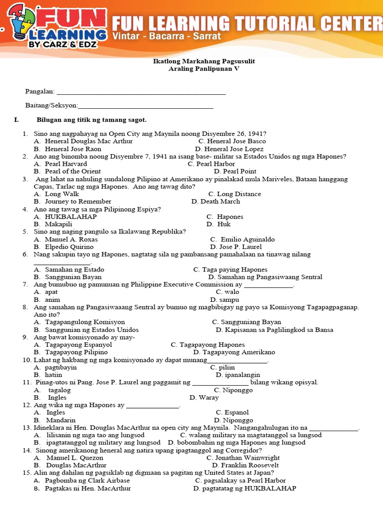 Ap 5 3RD PT | PDF