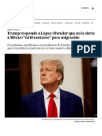 Trump Responde A López Obrador Que No Le Daría A México "Ni 10 Centavos" para Migración - EL PAÍS México