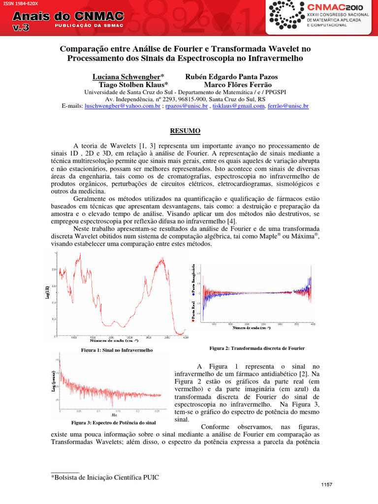 Compara o entre an lise de fourier e transformada wavelet pdf