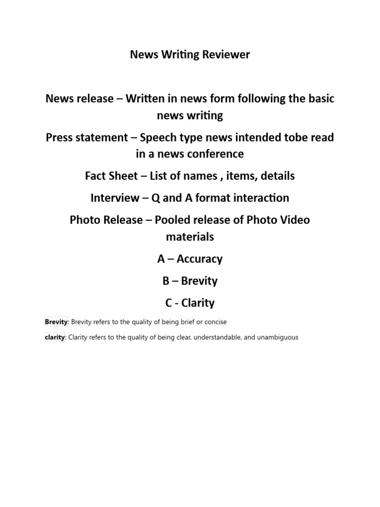 News Writing and Formats Guide | PDF