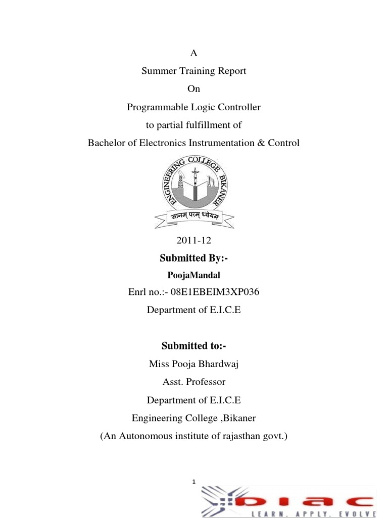 Summer Training on PLC and SCADA | PDF | Programmable Logic Controller ...