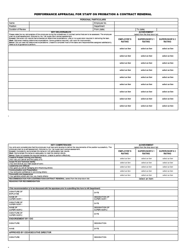 Staff Performance Appraisal Form | PDF | Performance Appraisal ...