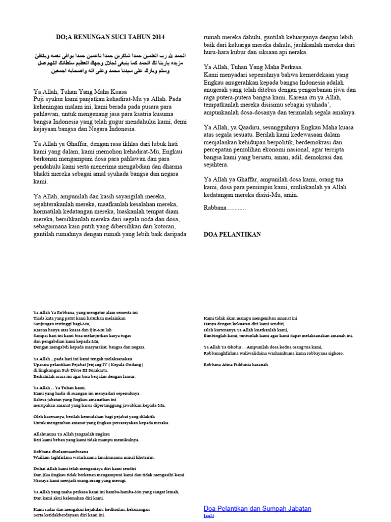 DOA .Pembawa Acara | PDF