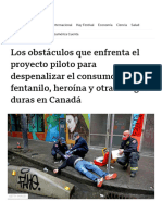 Los Obstáculos Que Enfrenta El Proyecto Piloto para Despenalizar El Consumo de Fentanilo, Heroína y Otras Drogas Duras en Canadá