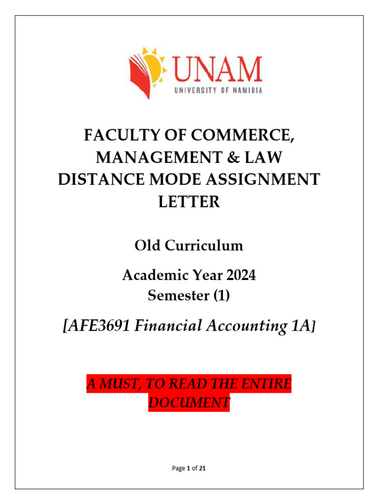 UNAM Distance Assignment Guidelines 2024 | PDF | Debits And Credits ...