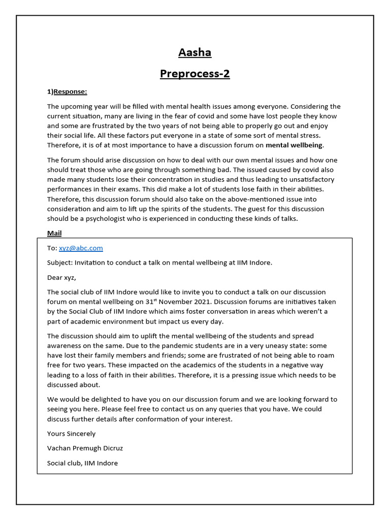 Aasha 2nd preprocess pdf mental health well being