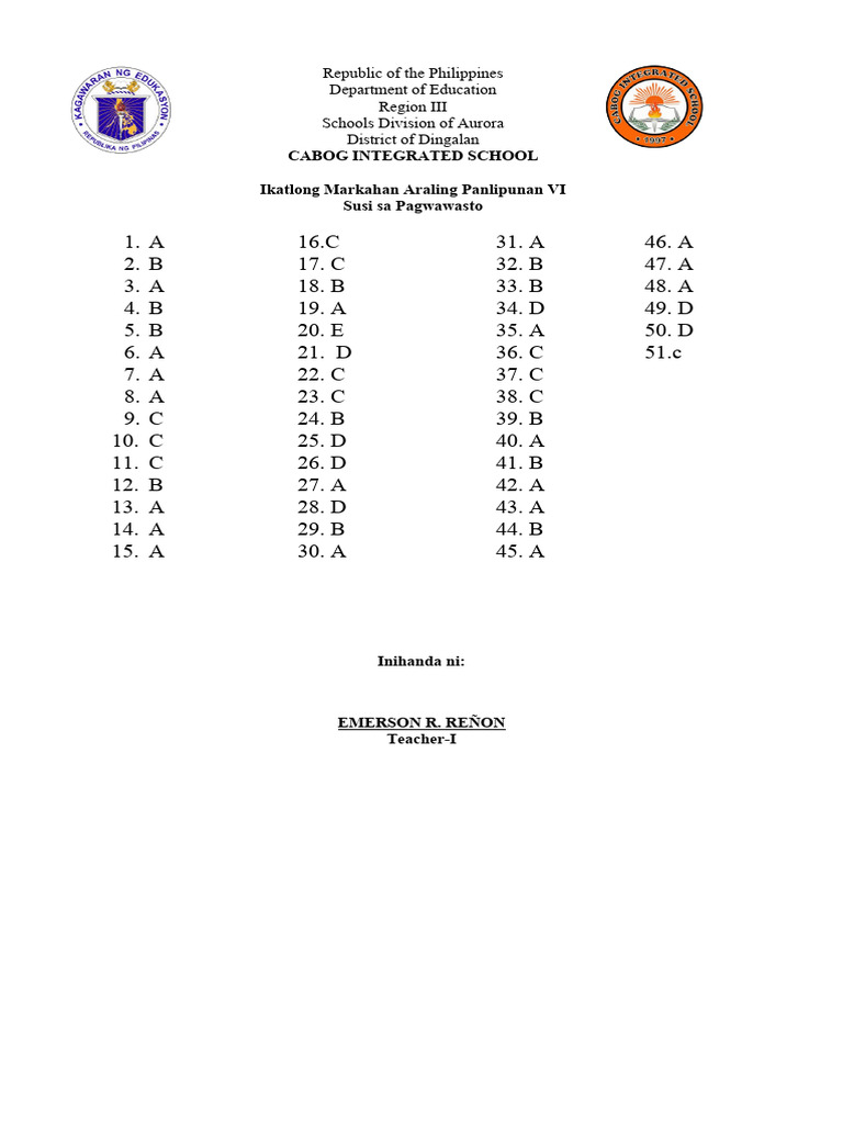 Answer Key | PDF