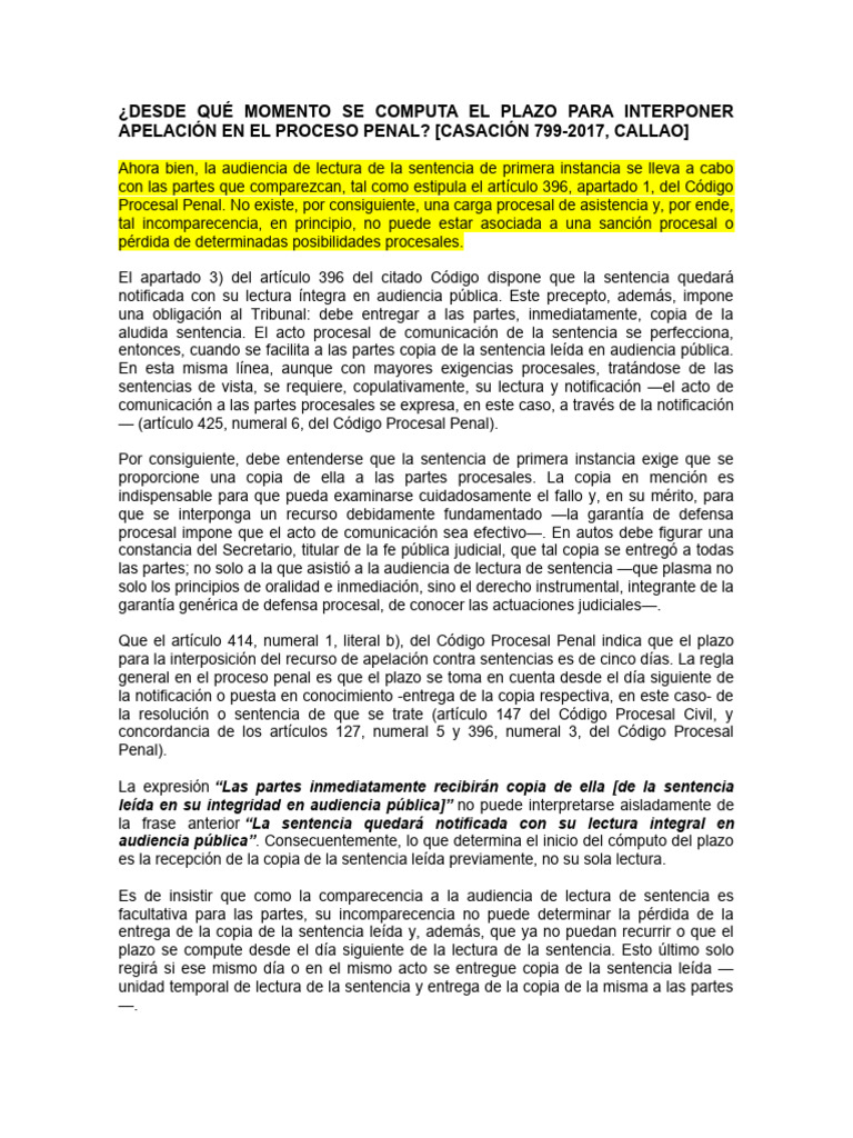 DESDE QUÉ MOMENTO SE COMPUTA EL PLAZO PARA INTERPONER APELACIÓN EN EL