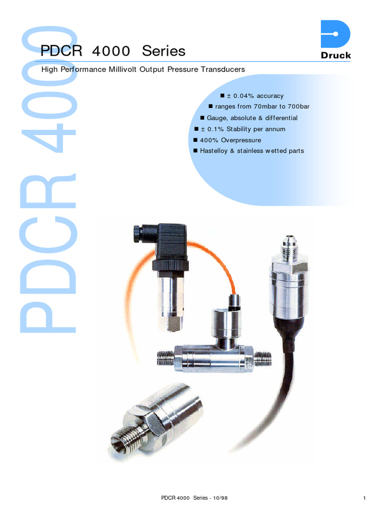 PDCR 4000 Pressure Transducer Overview | PDF | Pressure Measurement ...