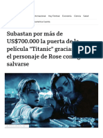 Titanic - Subastan Por Más de US$700.000 La Puerta de La Película Gracias A La Que El Personaje de Rose Consigue Salvarse - BBC News Mundo