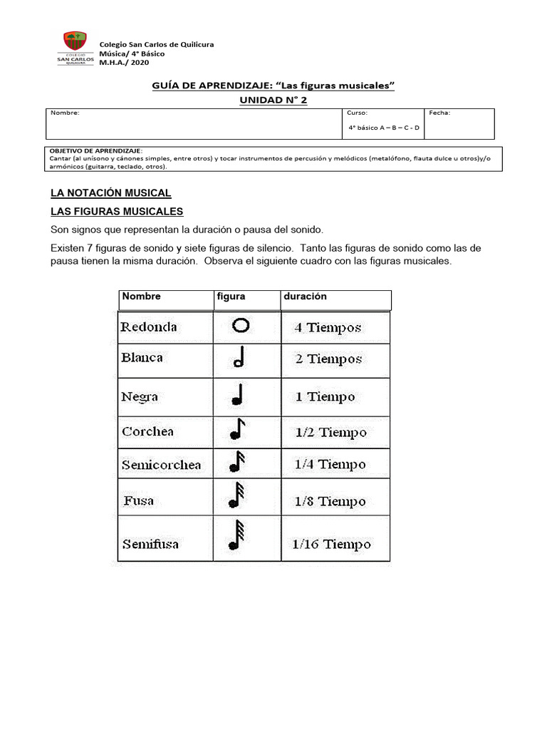 Mu4 Semana 20 Actividad Las Notas Musicales | PDF