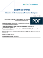 Alerta No - #048-2024 - Vacuna Contra La Hepatitis B Vial Por 20 MCG - 1 ML y Gammaraas® 5% Vial X 100 ML (Inmunoglobulina G Humana IV)