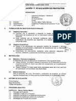 Silabo de Formulacion y Evaluacion de Proyectos (X Semestre)