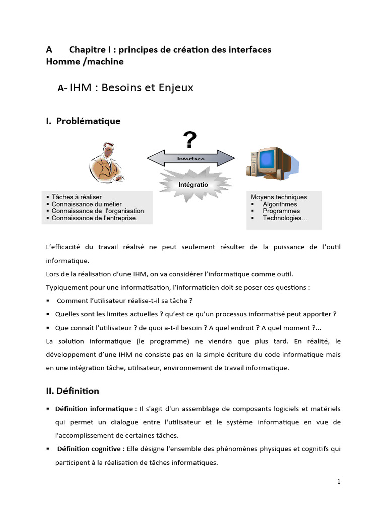 Définition et enjeux de l'IHM | PDF | Informatique | Interaction humain ...