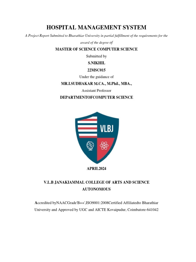 Nikhil Final Document Hospital Management System | PDF | Software ...