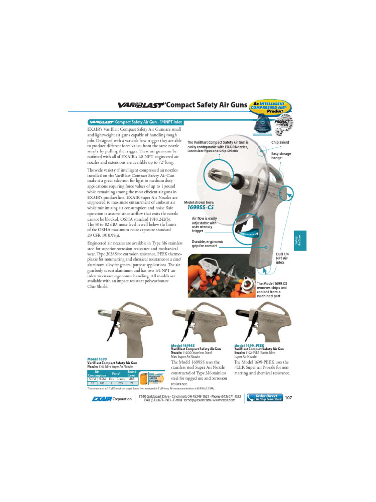 VariBlast Compact Safety Air Guns | PDF | Noise | Pipe (Fluid Conveyance)