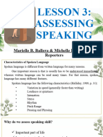 ASSESSING SPEAKING REPORT Ballera Balpongo