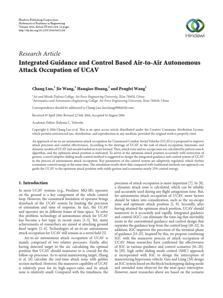 Air To Air Autonomous UCAV | PDF | Missile