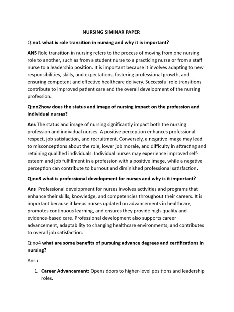 Nursing Siminar Paper | PDF | Nursing | Health Care