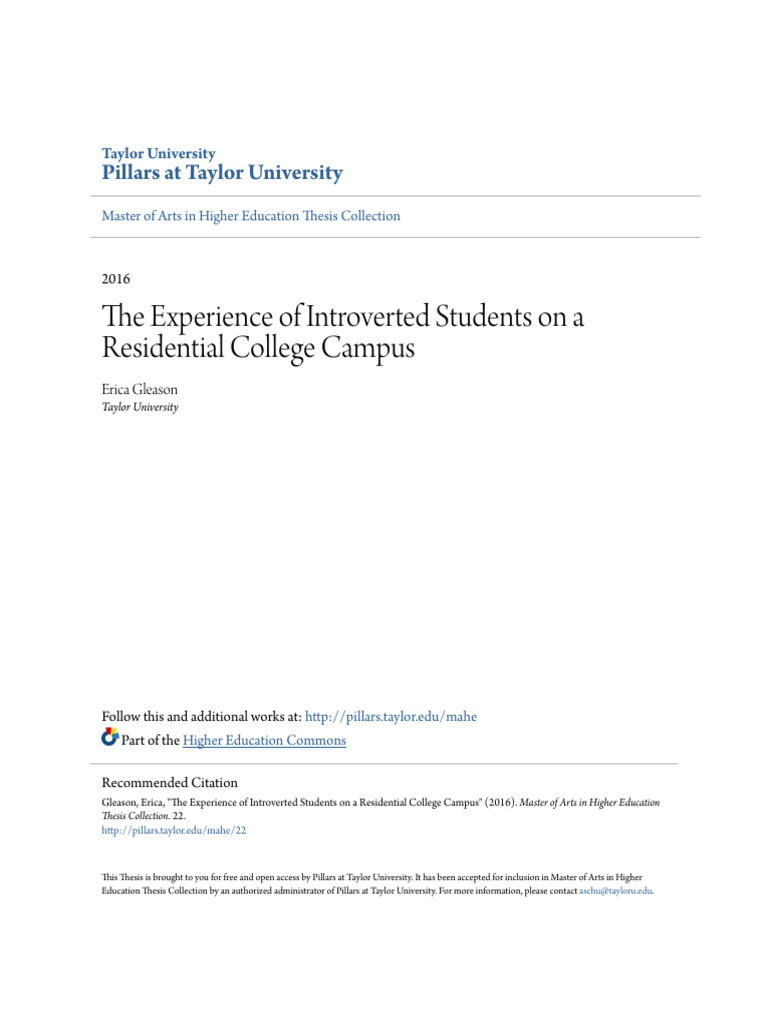 Introverted Students' Campus Experience | PDF | Extraversion And ...