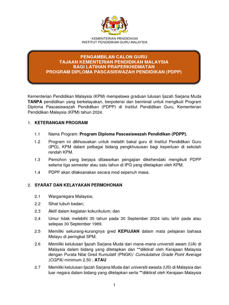 Pengambilan Calon Guru PDPP 2024 | PDF